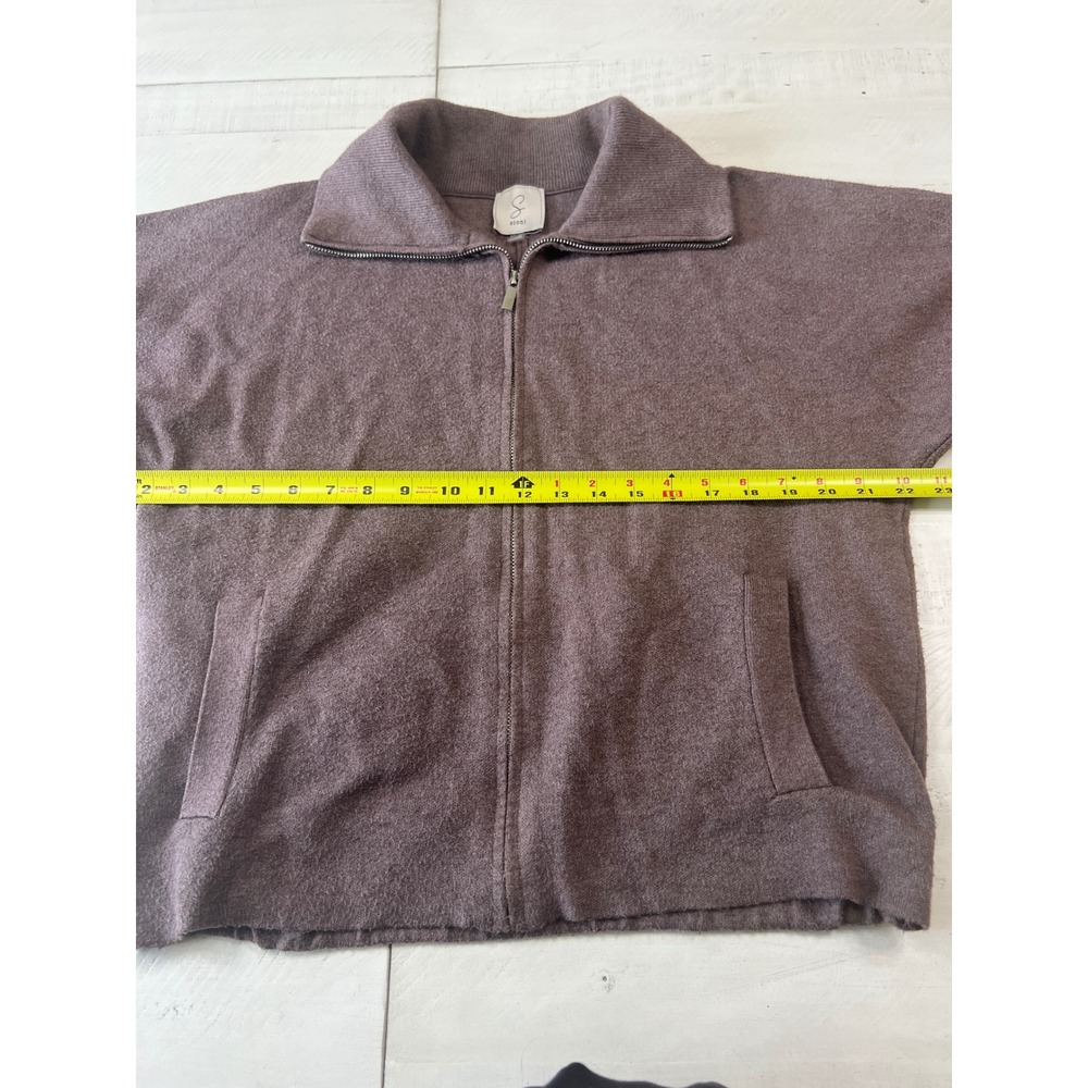 Sioni Anthropologie Women's Large Brown Zip Up Sweater Jacket Cardigan - Picture 5 of 7